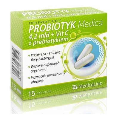 MEDICA Probiotyk 4,2mld + Vit C z prebiotykiem 15 kapsułek