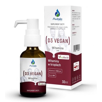 Avitale Krople Naturalna Witamina D3 VEGAN 1000 j.m. 30ml