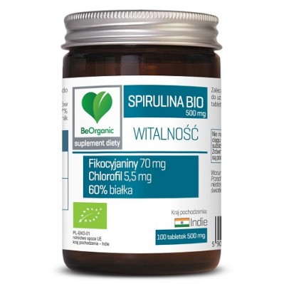 BeOrganic Spirulina BIO 500mg 100 tabletek