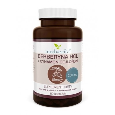 MEDVERITA Berberyna HCL 98% 250mg + Cynamon 60kaps.