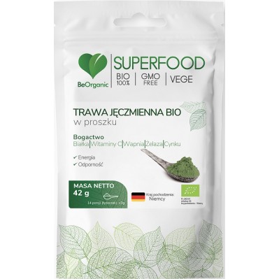 BeOrganic Trawa Jęczmienna BIO w proszku 42g