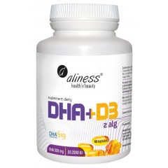 Aliness Omega DHA 300mg z alg + D3 2000 IU 60 kapsułek