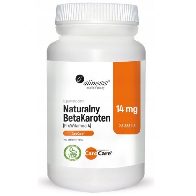 Aliness Naturalny BetaKaroten 15 mg 100 VEGE tabs.