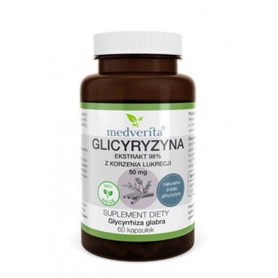 Medverita Glicyryzyna ekstrakt 98% z korzenia lukrecji 50 mg - 60 kapsułek