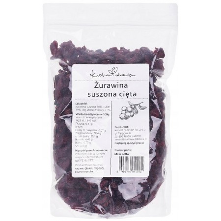 KUCHNIA ZDROWIA Żurawina suszona cięta 1KG