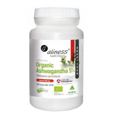 Aliness Organic Ashwagandha 5% 100 caps.