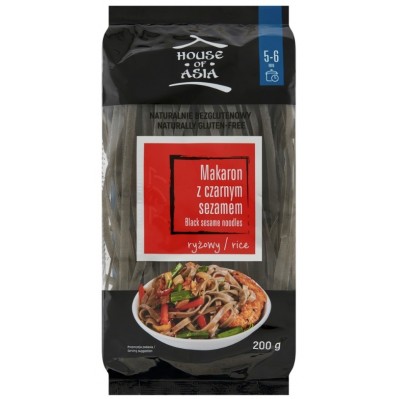 HOUSE of ASIA Makaron ryżowy z czarnym sezamem 200g