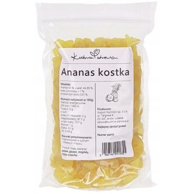 KUCHNIA ZDROWIA Ananas kandyzowany w kostce 500G