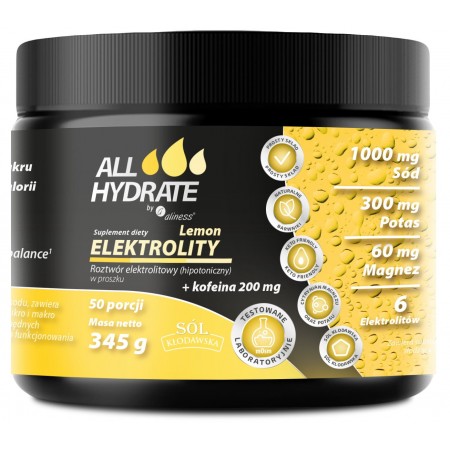 ALLHydrate Elektrolity Lemon + Kofeina 345g