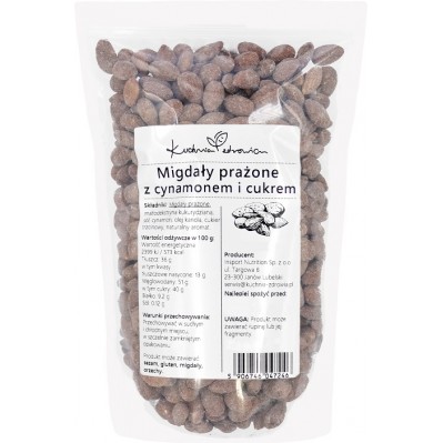 Kuchnia Zdrowia Migdały prażone z cynamonem i cukrem trzcinowym 250g