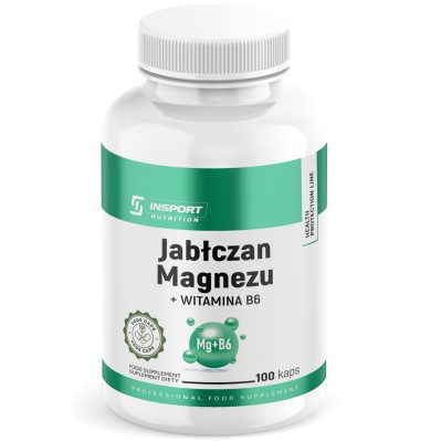 Jabłczan magnezu + Witamina B6 100 kapsułek Insport Nutrition