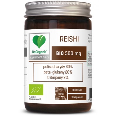 BeOrganic Reishi BIO ekstrakt 500mg 50 kapsułek