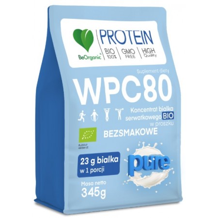 BeOrganic Białko serwatkowe WPC 80 345g PURE