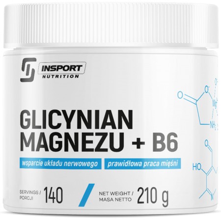 Glicynian Magnezu + Witamina B6 210g Insport Nutrition