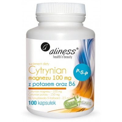 Aliness Cytrynian Magnezu 100 mg z potasem 150 mg 100 vege caps.