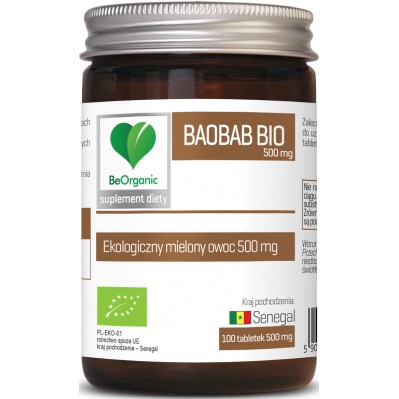 BeOrganic Baobab BIO 500mg x 100 tabletek