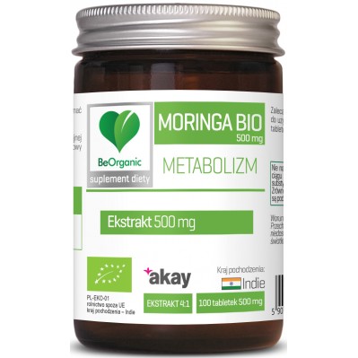 BeOrganic Moringa ekstrakt BIO 500mg x 100 tabletek