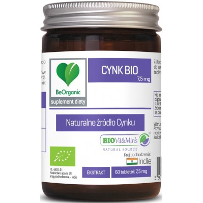 BeOrganic Cynk BIO 7,5mg 60 tabletek