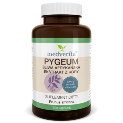 Medverita Pygeum Śliwa afrykańska ekstrakt z kory 100 kapsułek