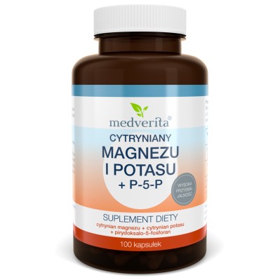 Medverita Magnez cytrynian + Potas + P-5-P - 100 kapsułek