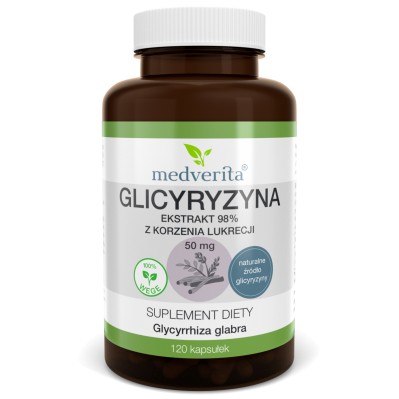 Medverita Glicyryzyna ekstrakt 98% z korzenia lukrecji 50 mg - 120 kapsułek