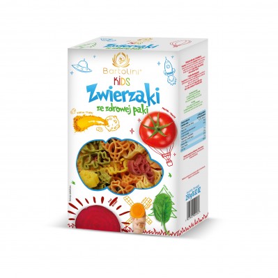 BARTOLINI KIDS Makaron Zwierzaki ze zdrowej paki 250g